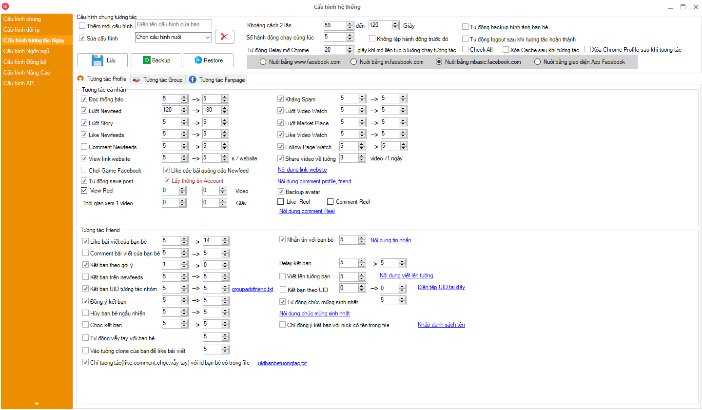 Phần Mềm Nuôi Nick Facebook SVB Care 3 tinh nang phan mem cham soc tai khoan facebook