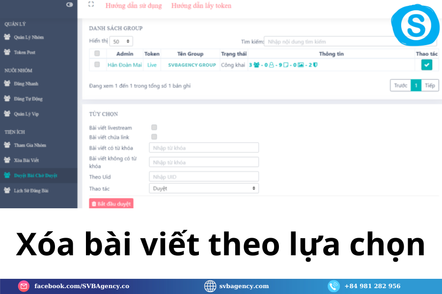Xóa bài viết theo lựa chọn